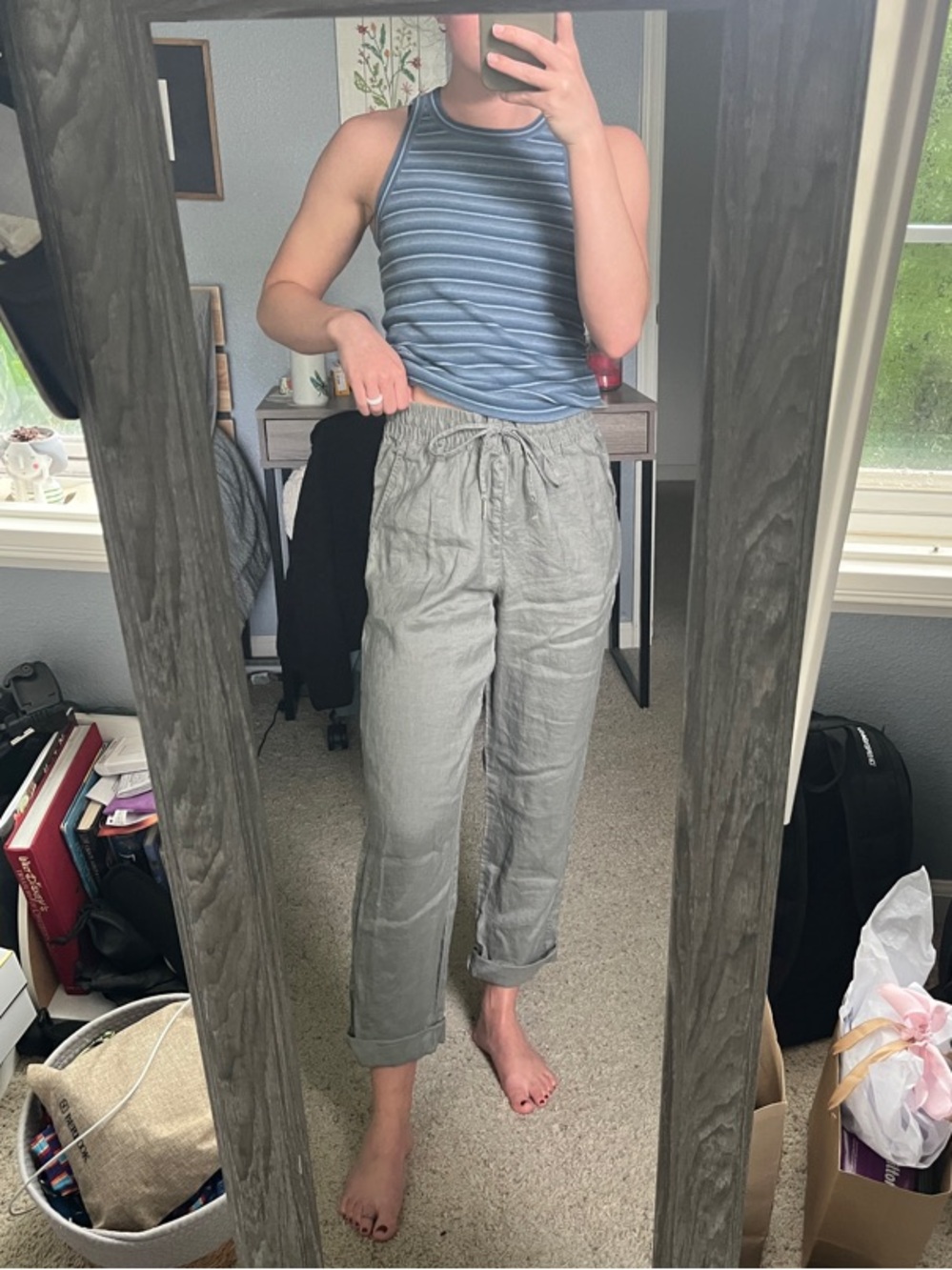 H&M olive green Drawstring Cropped Pants